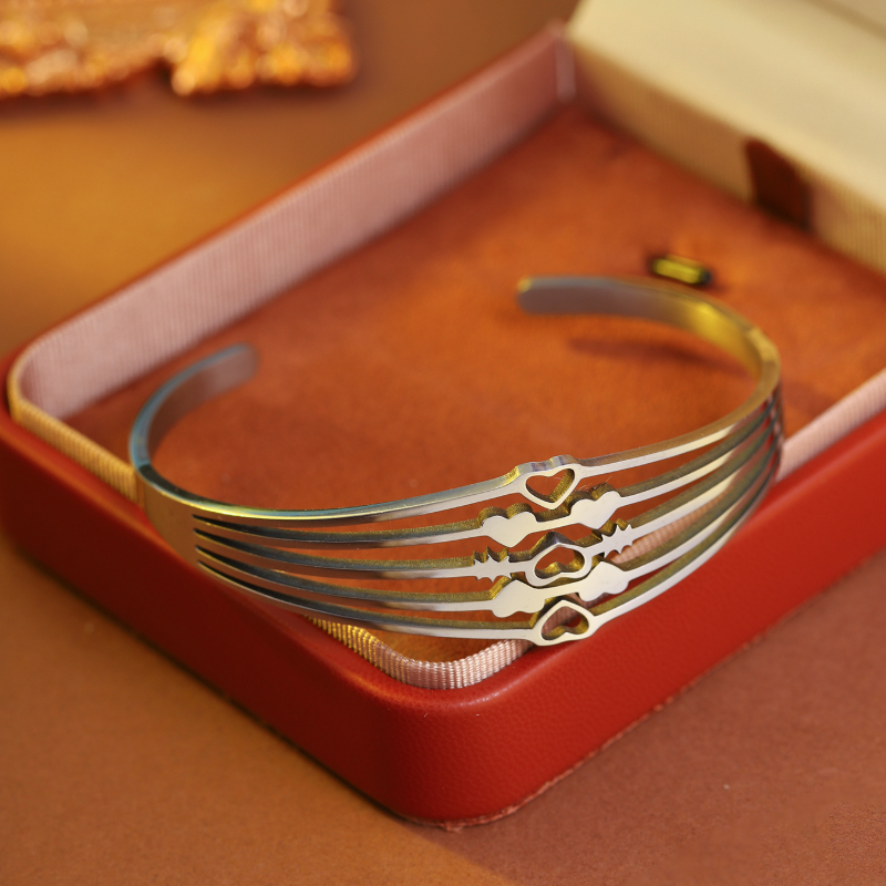 Bohemian Heart Arrow Bracelet, 18K Golden Plated Couples Bangle